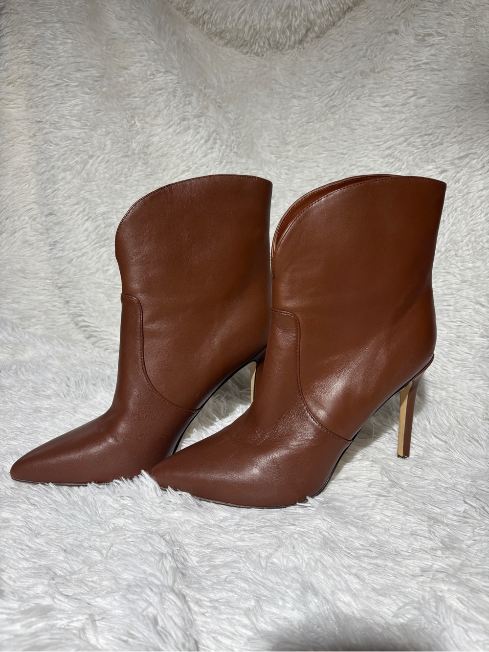 Nine West Brown Pointed Toe High-Heel Ankle Boots
